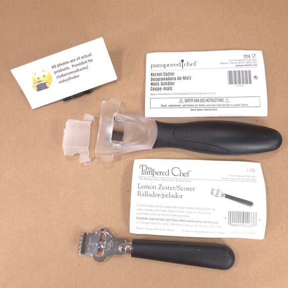 Pampered Chef Bundle 1485 Rolling Pin 2677 Opener 1114 Kernel Cutter 1133 Zester - Picture 3 of 5